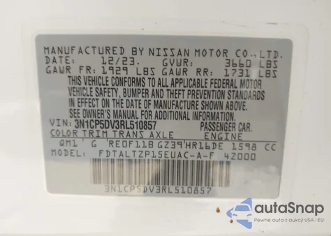 2024 Nissan Kicks Sr Xtronic Cvt from USA, damaged, VIN 3N1CP5DV3RL510857